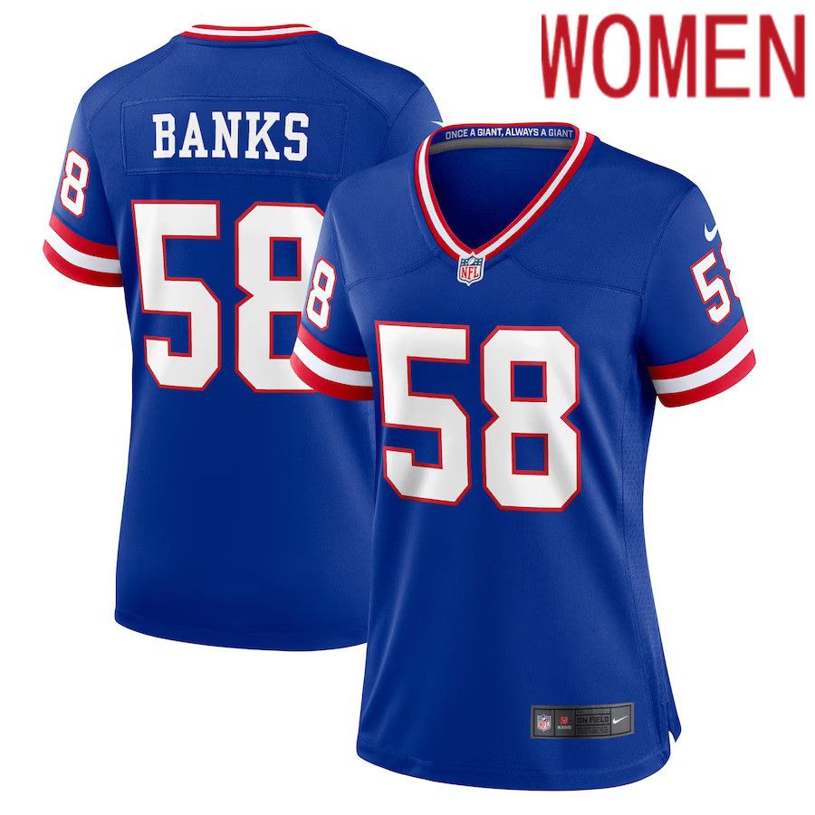 Women New York Giants #58 Carl Banks Nike Royal Classic Retired Player Game NFL Jersey